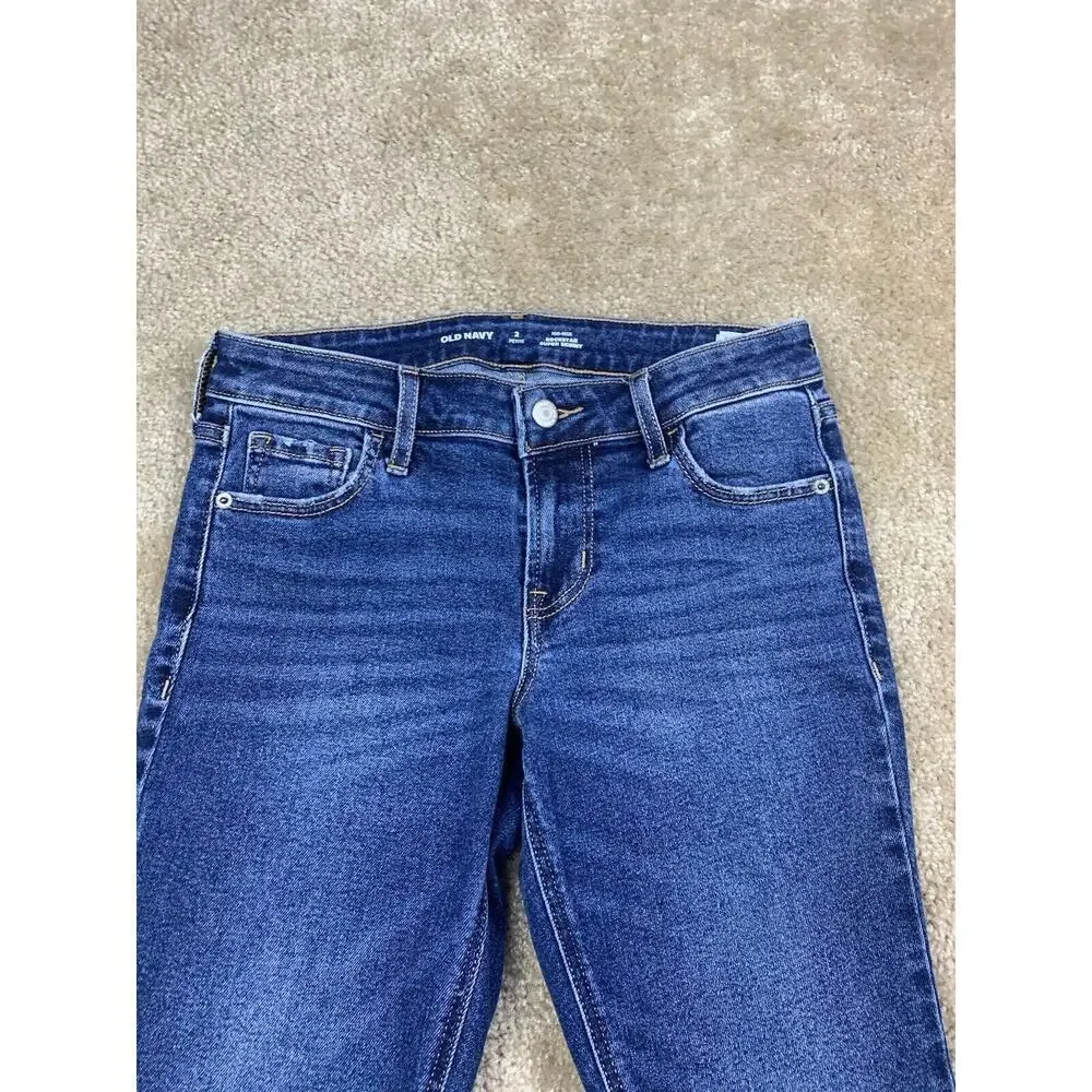 Old Navy Womens Size 2 Petite Rockstar Super Skinny Whiskered Ankle Jeans #661
